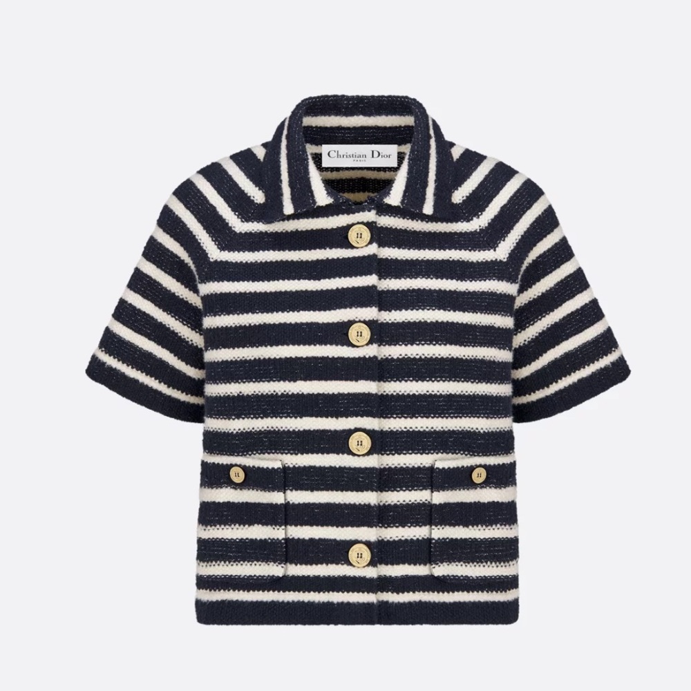 Dior Marinière Short-Sleeved Jacket
Navy Blue and White Cotton and Virgin Wool